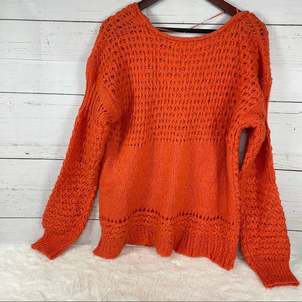 Free People Crashing Waves Red Sweater - Picture 2 of 12